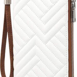 Women's RFID Blocking Leather Wallet Large Capacity Clutch Wristlet